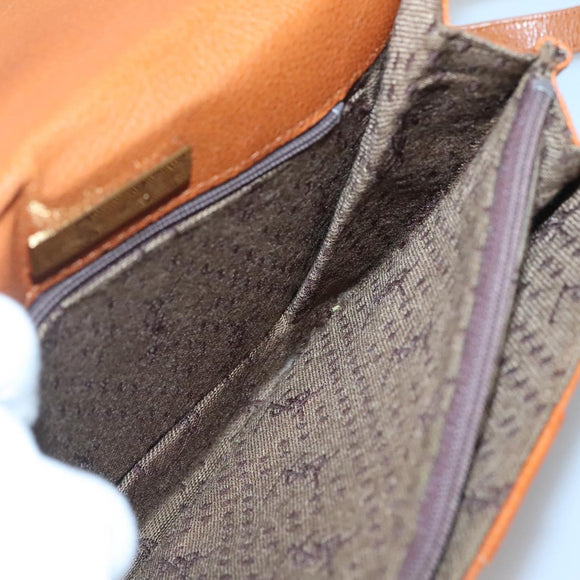 SAINT LAURENT Shoulder Bag Leather Brown Gold Auth 121976