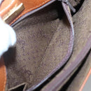 SAINT LAURENT Shoulder Bag Leather Brown Gold Auth 121976-12