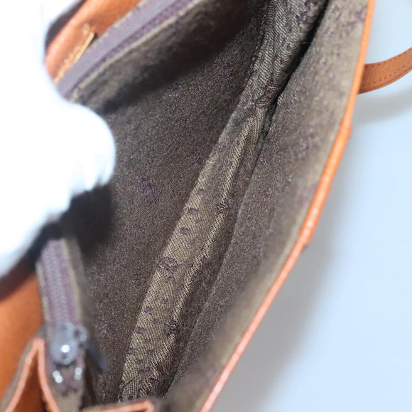 SAINT LAURENT Shoulder Bag Leather Brown Gold Auth 121976