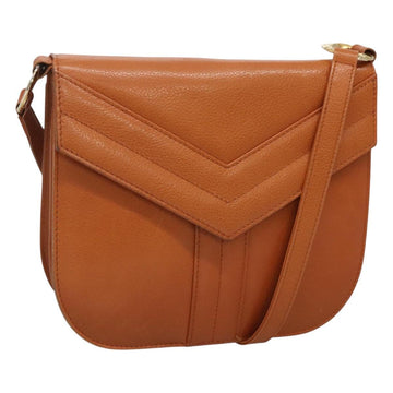 SAINT LAURENT Shoulder Bag Leather Brown Gold Auth 121976