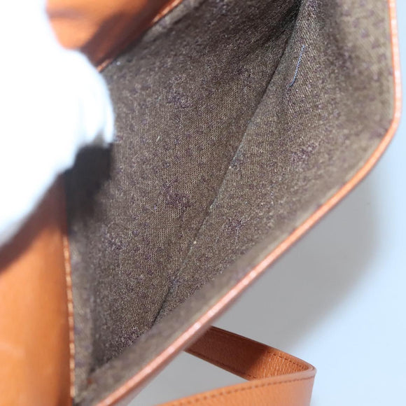 SAINT LAURENT Shoulder Bag Leather Brown Gold Auth 121976