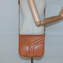 SAINT LAURENT Shoulder Bag Leather Brown Gold Auth 121976-21