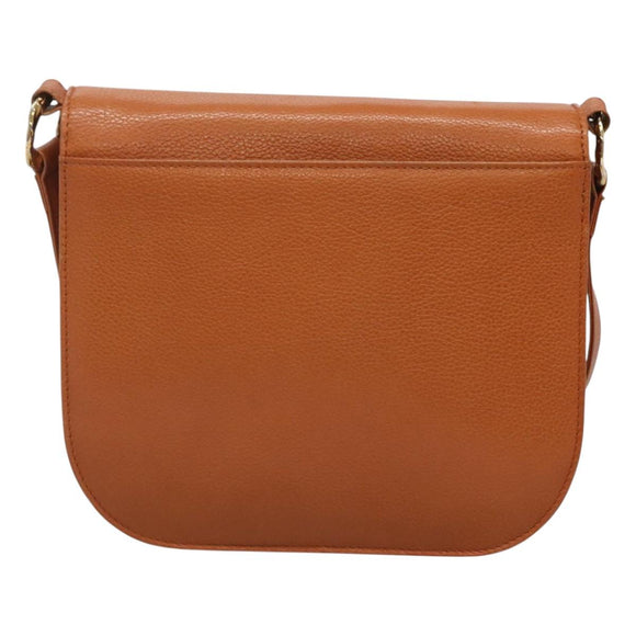 SAINT LAURENT Shoulder Bag Leather Brown Gold Auth 121976