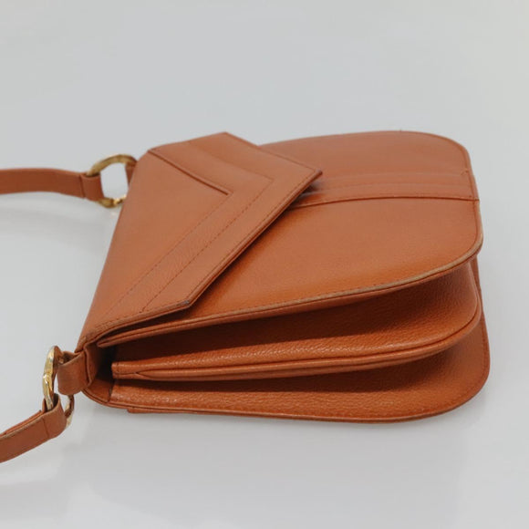 SAINT LAURENT Shoulder Bag Leather Brown Gold Auth 121976