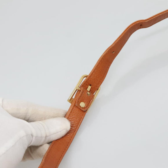 SAINT LAURENT Shoulder Bag Leather Brown Gold Auth 121976