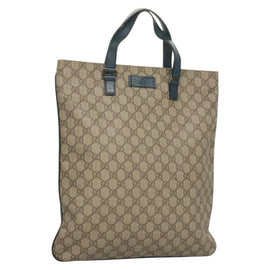 GUCCI GG Supreme Hand Bag PVC Beige Gold 131258 Auth 121977