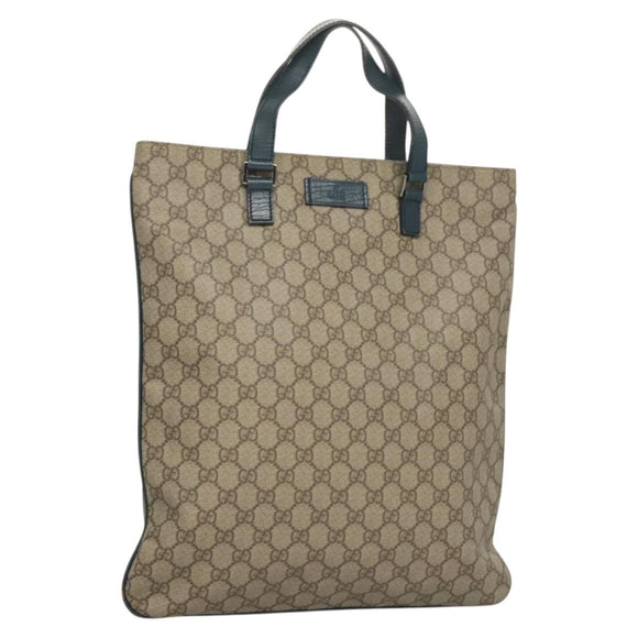 GUCCI GG Supreme Hand Bag PVC Beige Gold 131258 Auth 121977