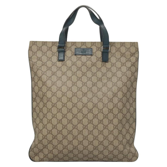 GUCCI GG Supreme Hand Bag PVC Beige Gold 131258 Auth 121977