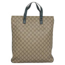 GUCCI GG Supreme Hand Bag PVC Beige Gold 131258 Auth 121977-2
