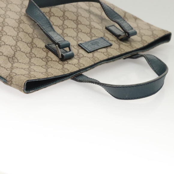 GUCCI GG Supreme Hand Bag PVC Beige Gold 131258 Auth 121977