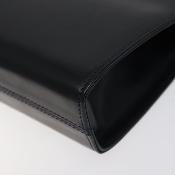 Salvatore Ferragamo Gancini Chain Shoulder Bag Leather Navy Gold Auth 121996