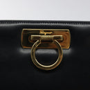 Salvatore Ferragamo Gancini Chain Shoulder Bag Leather Navy Gold Auth 121996-10