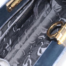 Salvatore Ferragamo Gancini Chain Shoulder Bag Leather Navy Gold Auth 121996-11