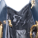 Salvatore Ferragamo Gancini Chain Shoulder Bag Leather Navy Gold Auth 121996-17