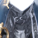 Salvatore Ferragamo Gancini Chain Shoulder Bag Leather Navy Gold Auth 121996-18