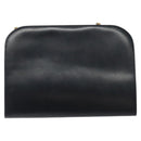 Salvatore Ferragamo Gancini Chain Shoulder Bag Leather Navy Gold Auth 121996-2