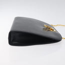 Salvatore Ferragamo Gancini Chain Shoulder Bag Leather Navy Gold Auth 121996-3