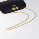 Salvatore Ferragamo Gancini Chain Shoulder Bag Leather Navy Gold Auth 121996-7