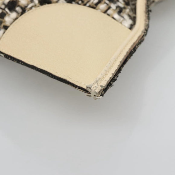 PRADA Hand Bag Tweed Leather Beige Auth 121997