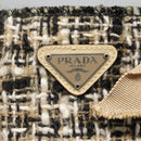 PRADA Hand Bag Tweed Leather Beige Auth 121997-17