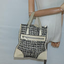 PRADA Hand Bag Tweed Leather Beige Auth 121997-23