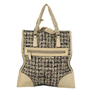 PRADA Hand Bag Tweed Leather Beige Auth 121997-13