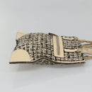 PRADA Hand Bag Tweed Leather Beige Auth 121997-3