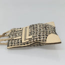 PRADA Hand Bag Tweed Leather Beige Auth 121997-4