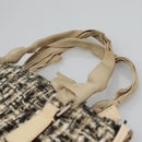 PRADA Hand Bag Tweed Leather Beige Auth 121997-8