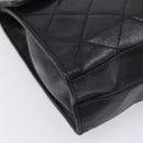 CHANEL Matelasse COCO Mark Chain Bag Lamb Skin Black Gold CC Auth 122001-15