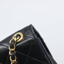 CHANEL Matelasse COCO Mark Chain Bag Lamb Skin Black Gold CC Auth 122001-9
