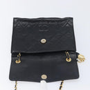 CHANEL Matelasse COCO Mark Chain Bag Lamb Skin Black Gold CC Auth 122001-19