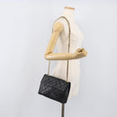 CHANEL Matelasse COCO Mark Chain Bag Lamb Skin Black Gold CC Auth 122001-25
