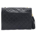 CHANEL Matelasse COCO Mark Chain Bag Lamb Skin Black Gold CC Auth 122001-2