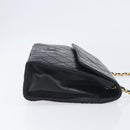 CHANEL Matelasse COCO Mark Chain Bag Lamb Skin Black Gold CC Auth 122001-3
