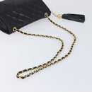 CHANEL Matelasse COCO Mark Chain Bag Lamb Skin Black Gold CC Auth 122001-7