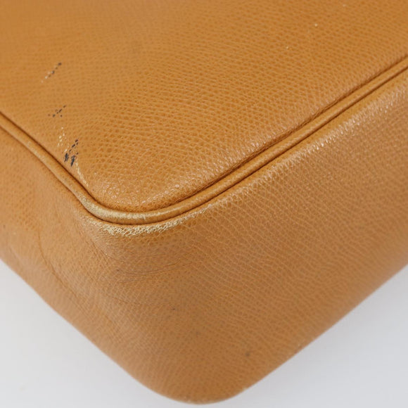 SAINT LAURENT Shoulder Bag Leather Brown Gold Auth 122006