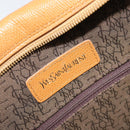 SAINT LAURENT Shoulder Bag Leather Brown Gold Auth 122006-19