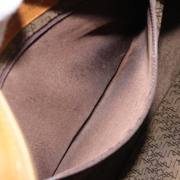 SAINT LAURENT Shoulder Bag Leather Brown Gold Auth 122006