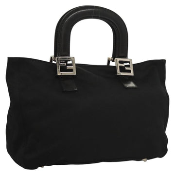 FENDI Hand Bag Nylon Black Silver Auth 122023