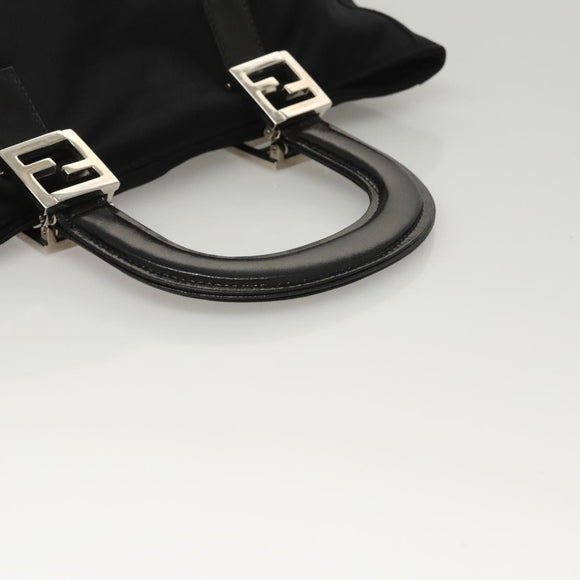 FENDI Hand Bag Nylon Black Silver Auth 122023