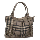 BURBERRY Nova Check Tote Bag PVC Gray Auth 122024-1