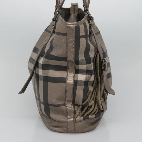 BURBERRY Nova Check Tote Bag PVC Gray Auth 122024
