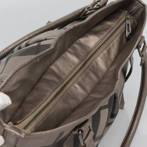 BURBERRY Nova Check Tote Bag PVC Gray Auth 122024