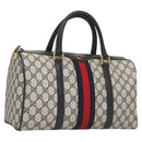 GUCCI GG Supreme Sherry Line Hand Bag PVC Navy Gold Red 378 012 3842 Auth 122029-1