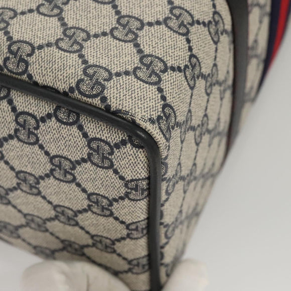 GUCCI GG Supreme Sherry Line Hand Bag PVC Navy Gold Red 378 012 3842 Auth 122029