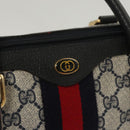 GUCCI GG Supreme Sherry Line Hand Bag PVC Navy Gold Red 378 012 3842 Auth 122029-18