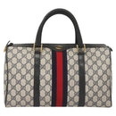 GUCCI GG Supreme Sherry Line Hand Bag PVC Navy Gold Red 378 012 3842 Auth 122029-13