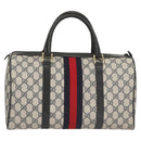 GUCCI GG Supreme Sherry Line Hand Bag PVC Navy Gold Red 378 012 3842 Auth 122029-2