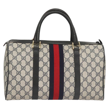 GUCCI GG Supreme Sherry Line Hand Bag PVC Navy Gold Red 378 012 3842 Auth 122029 - 0